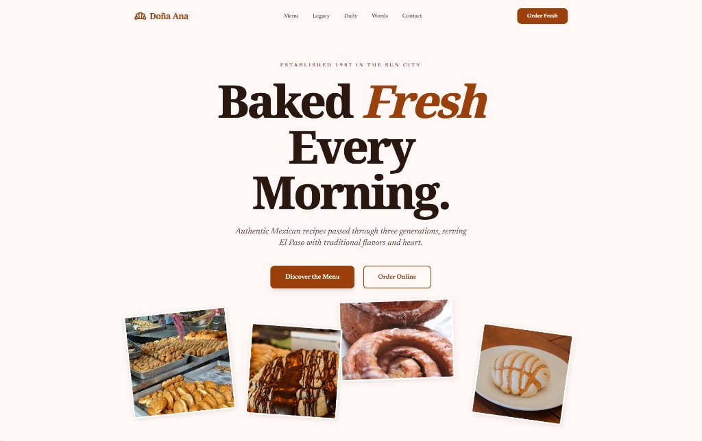 Doña Ana Bakery website preview