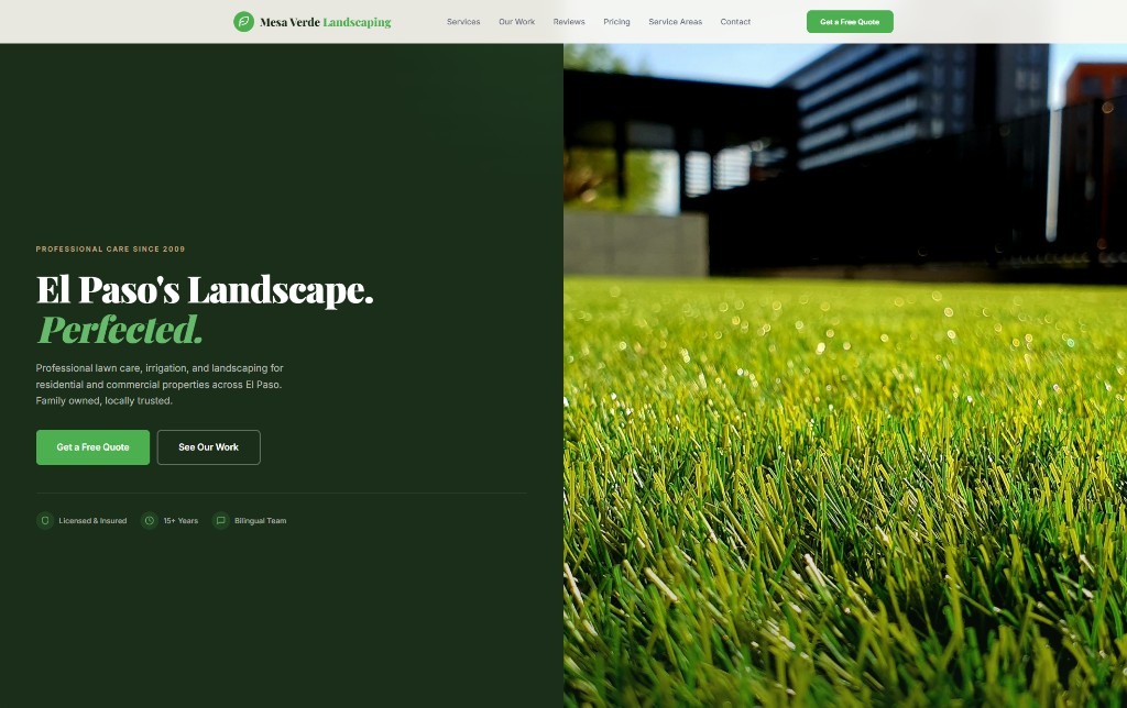 Mesa Verde Landscaping website preview